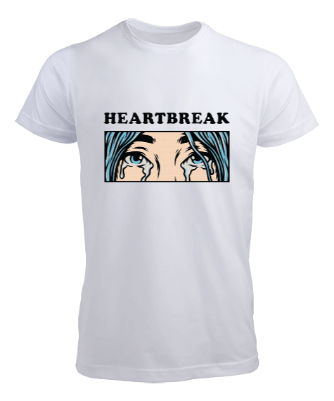 Tisho - Heart Break Tasarım Baskılı Beyaz Erkek Tişört
