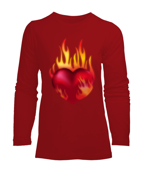 Tisho - Heart fire heart love Kadın Uzun Kol Tişört