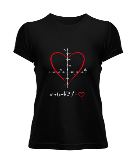 Tisho - Heart of matematics Siyah Kadın Tişört