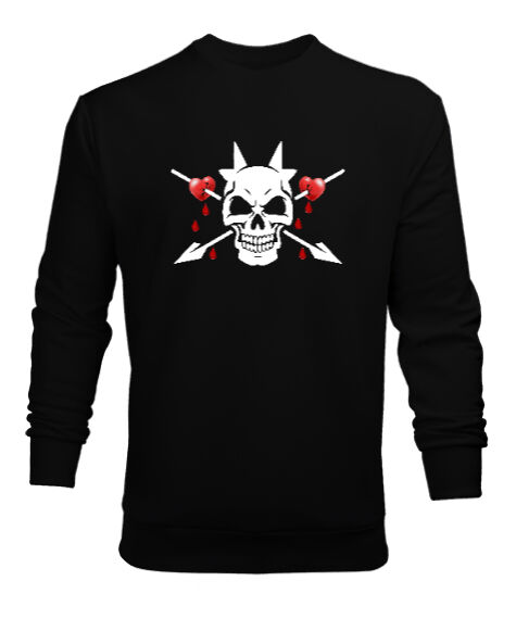 Tisho - Heart Skull Siyah Erkek Sweatshirt
