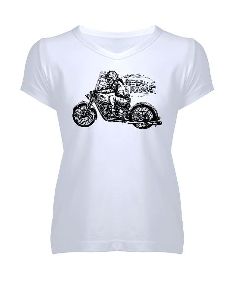 Tisho - Hell Rider Kadın V Yaka Tişört