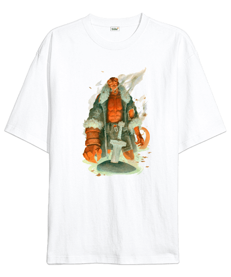 Tisho - Hellboy İllüstrasyon Baskılı Oversize Unisex Tişört