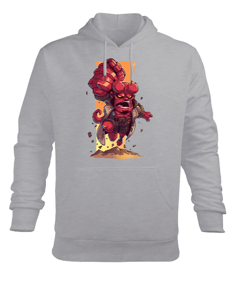 Tisho - Hellboy Tasarım Baskılı Erkek Kapüşonlu Hoodie Sweatshirt