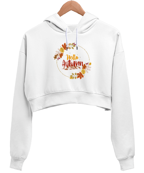 Tisho - Hello Autumn Kadın Crop Hoodie Kapüşonlu Sweatshirt