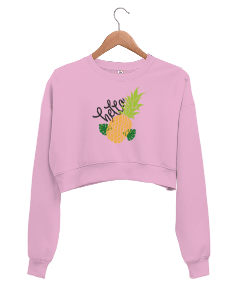 Tisho - hello pineapple Kadın Crop Sweatshirt