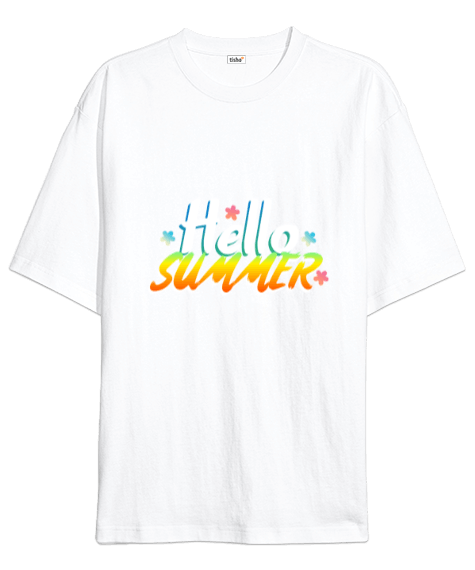Tisho - Hello Summer Yazılı Oversize Unisex Tişört