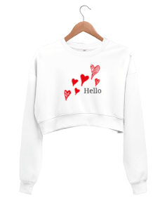 Tisho - Hello yazılı Kadın Crop Sweatshirt