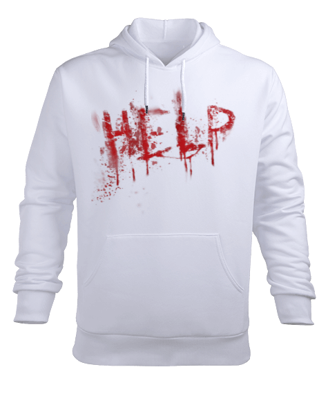 Tisho - Help-blood-kod1 Erkek Kapüşonlu Hoodie Sweatshirt