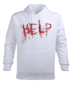 Tisho - Help-blood-kod1 Erkek Kapüşonlu Hoodie Sweatshirt