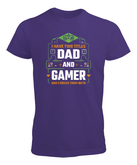 Tisho - Hem Baba Hem Oyuncu - Dad And Gamer Mor Erkek Tişört