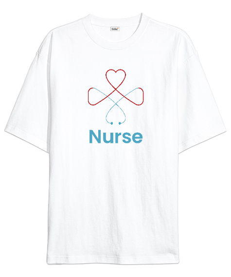 Tisho - Hemşire - Nurse Beyaz Oversize Unisex Tişört