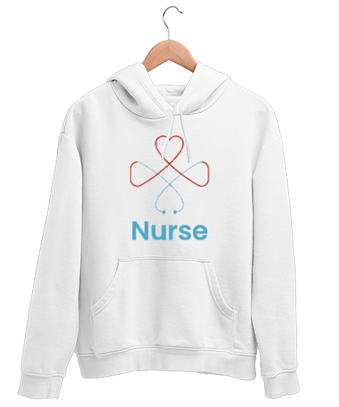 Tisho - Hemşire - Nurse Beyaz Unisex Kapşonlu Sweatshirt