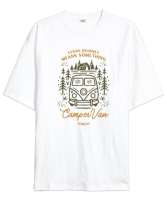 Her Maceranın Bir Anlamı Vardır Kampçı Karavanı Orman ve Çadır Türkiye Kampçı ve Dağcı Özel Tasarım Beyaz Oversize Unisex Tişört - Tisho