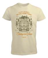 Her Maceranın Bir Anlamı Vardır Kampçı Karavanı Orman ve Çadır Türkiye Kampçı ve Dağcı Özel Tasarım Krem Erkek Tişört - Tisho