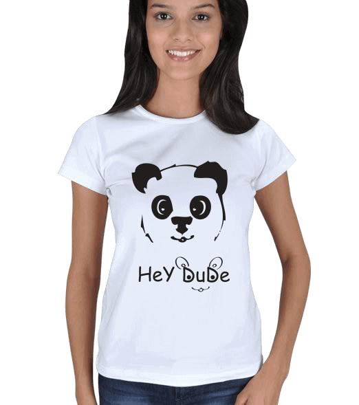 Tisho - Hey Dude Panda Kadın Tişört