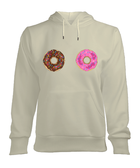 Tisho - Hierro Blanco-Donuts Kadın Kapşonlu Hoodie Sweatshirt