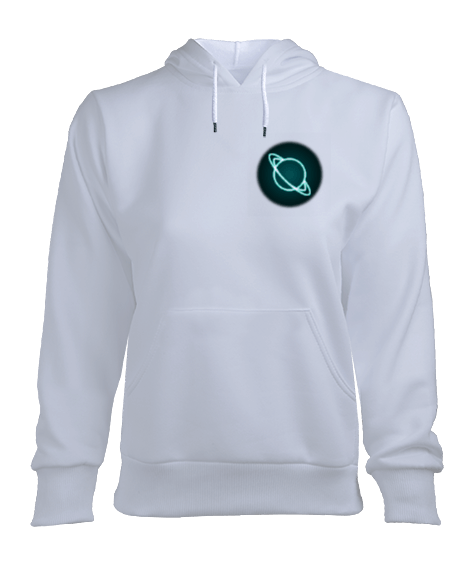 Tisho - Hierro Blanco-Saturno Kadın Kapşonlu Hoodie Sweatshirt