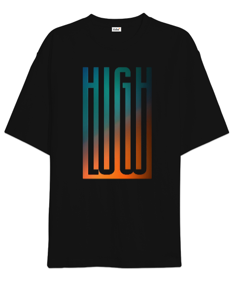 Tisho - High Low Siyah Oversize Unisex Tişört