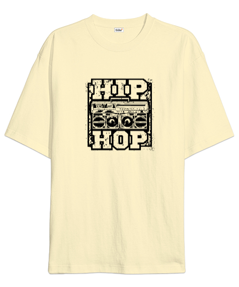 Tisho - Hip Hop Krem Oversize Unisex Tişört