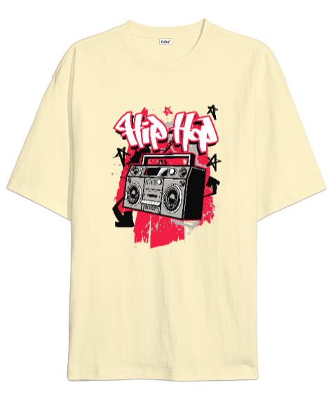 Tisho - Hip-Hop Müzik, 80ler - 90lar Krem Oversize Unisex Tişört