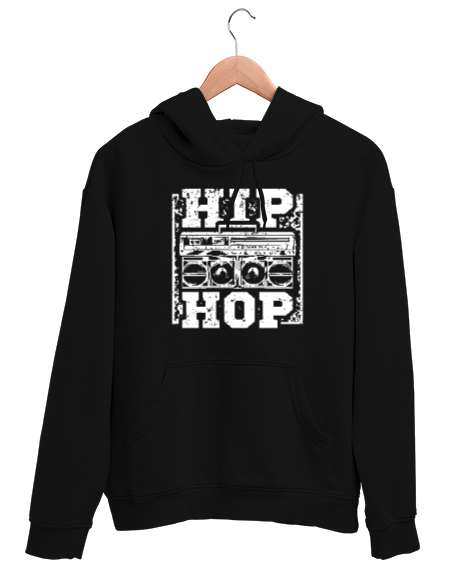 Tisho - Hip Hop Siyah Unisex Kapşonlu Sweatshirt