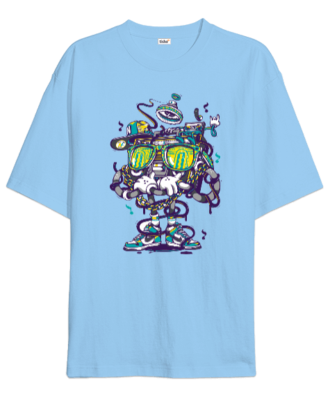 Tisho - Hiphop Radio Tasarım Baskılı Oversize Unisex Tişört