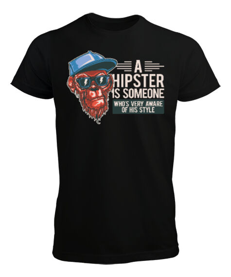 Tisho - Hipster Monkey Siyah Erkek Tişört