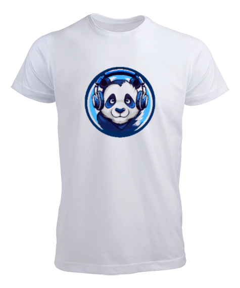 Tisho - Hipster Panda Beyaz Erkek Tişört