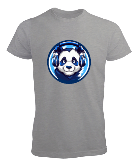 Tisho - Hipster Panda Gri Erkek Tişört