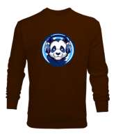 Hipster Panda Kahverengi Erkek Sweatshirt - Tisho