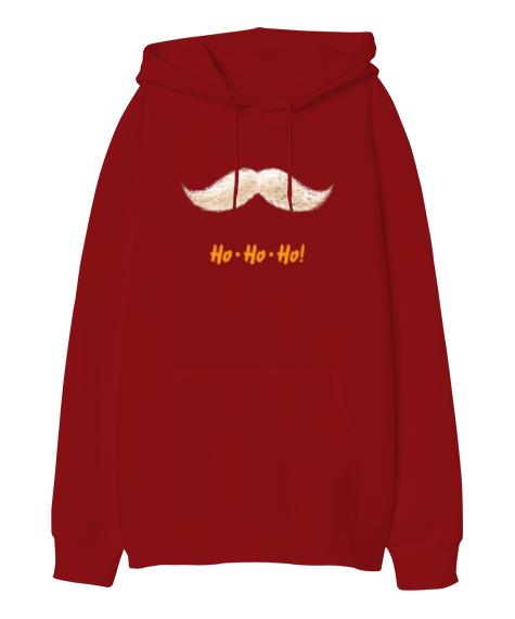 Tisho - Ho Ho Ho Bıyık Oversize Unisex Kapüşonlu Sweatshirt