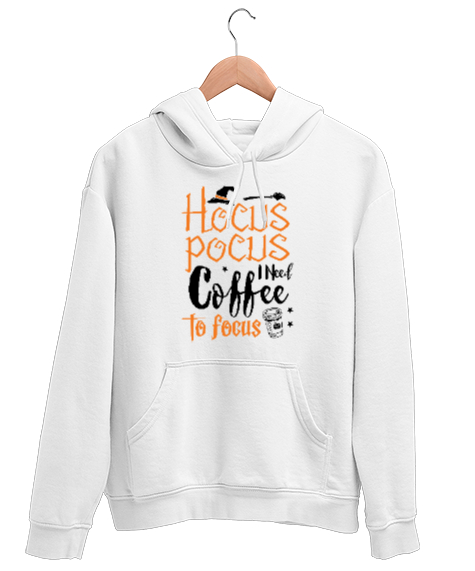 Tisho - Hocus Pocus Coffee - Hokus Pokus Kahve Beyaz Unisex Kapşonlu Sweatshirt