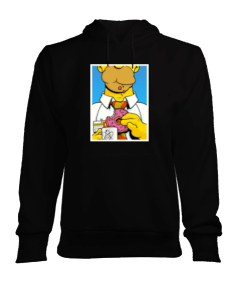 Tisho - Homer Simpson Siyah Kadın Kapşonlu Hoodie Sweatshirt