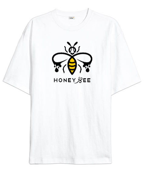 Tisho - Honey Bee - Bal Arısı Beyaz Oversize Unisex Tişört