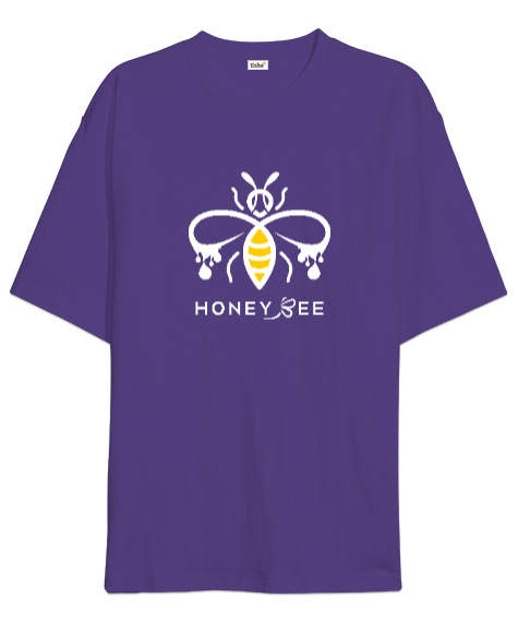 Tisho - Honey Bee - Bal Arısı Mor Oversize Unisex Tişört