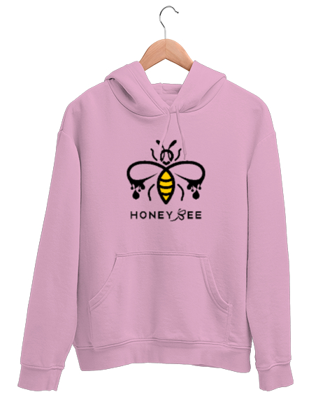 Tisho - Honey Bee - Bal Arısı Pembe Unisex Kapşonlu Sweatshirt
