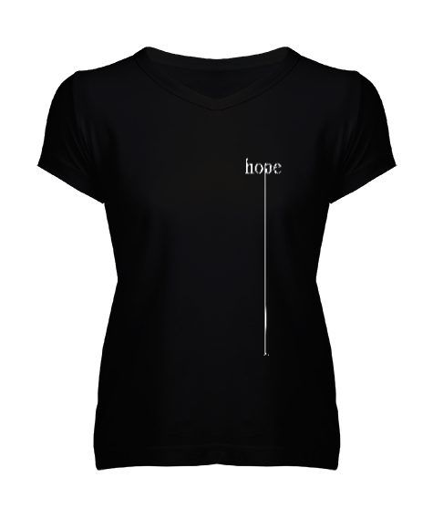 Tisho - Hope - Umut Siyah Kadın V Yaka Tişört