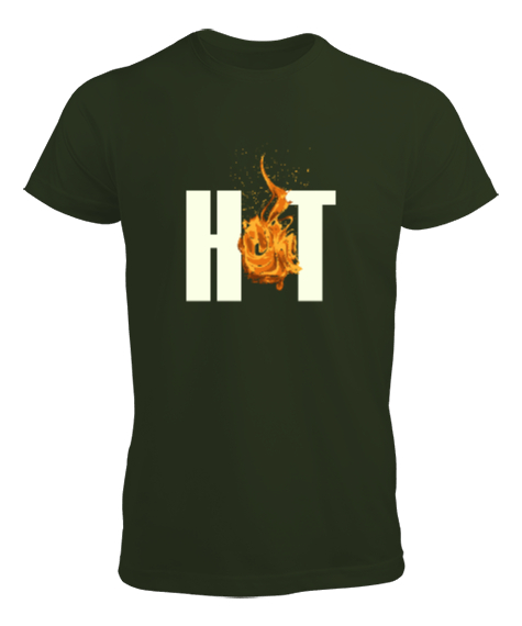 Tisho - Hot- Alev, Sıcak Haki Yeşili Erkek Tişört