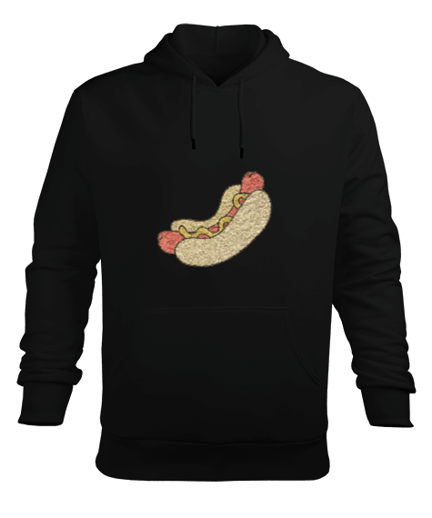 Tisho - Hot Dog, Black Erkek Kapüşonlu Hoodie Sweatshirt