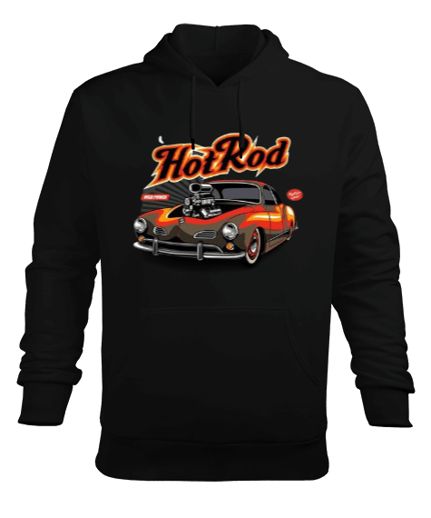 Tisho - Hot rod araba baskılı Erkek Kapüşonlu Hoodie Sweatshirt