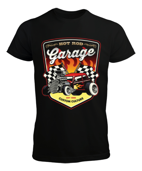 Tisho - hot rod garage Siyah Erkek Tişört