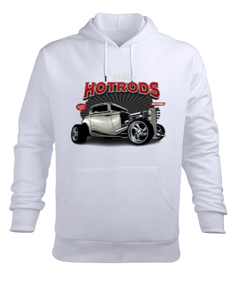 Tisho - Hotrod araba baskılı Erkek Kapüşonlu Hoodie Sweatshirt