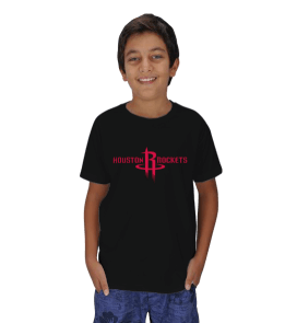 Tisho - Houston Rockets Çocuk Siyah T-Shirt Çocuk Unisex