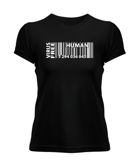 Tisho - Human Barcode - Barkod Siyah Kadın Tişört