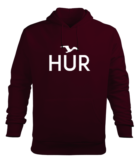 Tisho - Hür Bordo TiNCiR Erkek Kapüşonlu Hoodie Sweatshirt