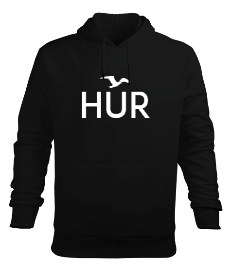 Tisho - Hür Siyah TiNCiR Erkek Kapüşonlu Hoodie Sweatshirt