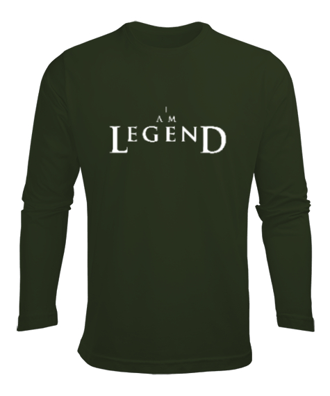 Tisho - I Am Legend - Ben Efsaneyim Haki Yeşili Erkek Uzun Kol Yazlık Tişört