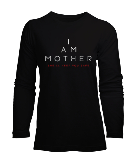 Tisho - I Am Mother - Ben Anneyim - Seni Güvende Tutacak Siyah Kadın Uzun Kol Tişört