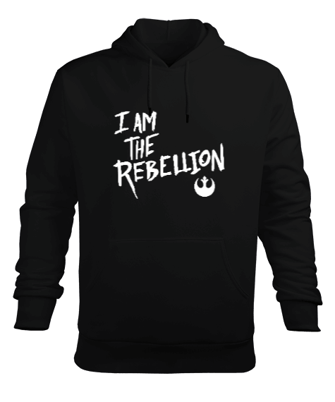 I Am The Rebellion Siyah Erkek Kapüşonlu Hoodie Sweatshirt