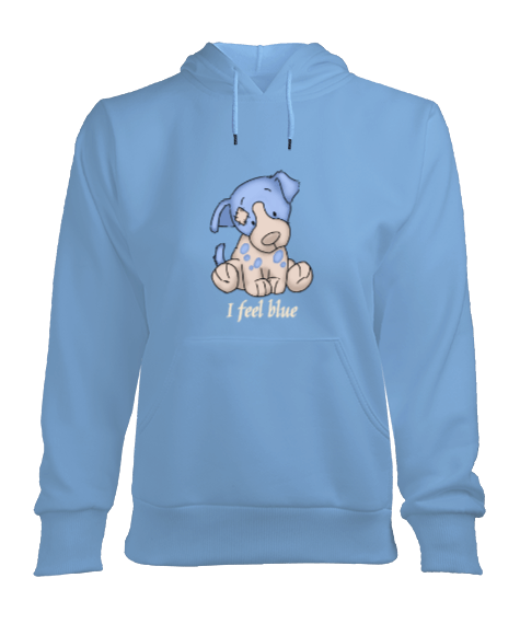 Tisho - I feel blue Baskılı Kadın Sweatshirt Kadın Kapşonlu Hoodie Sweatshirt